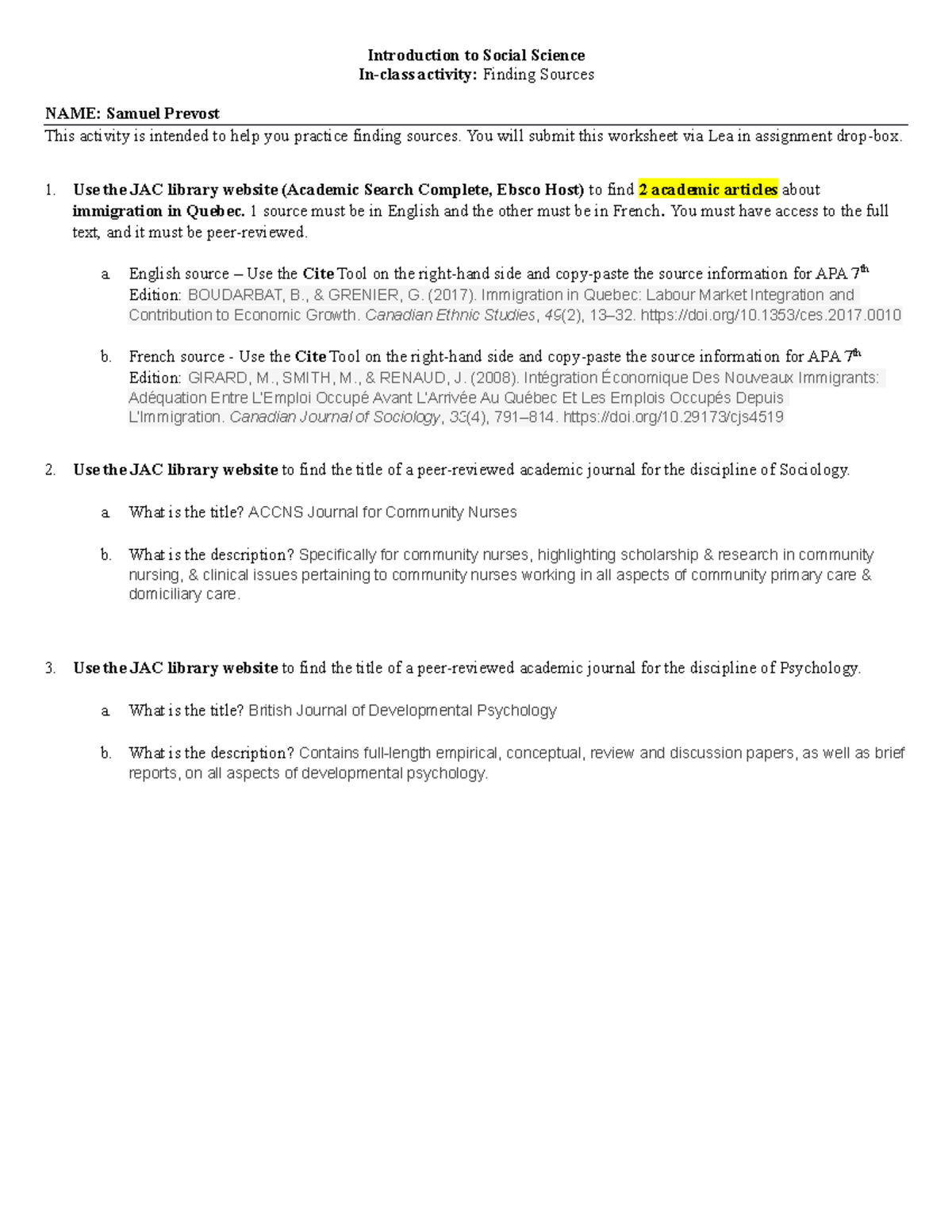 Finding sources revised - Introduction to Social Science In-class ...