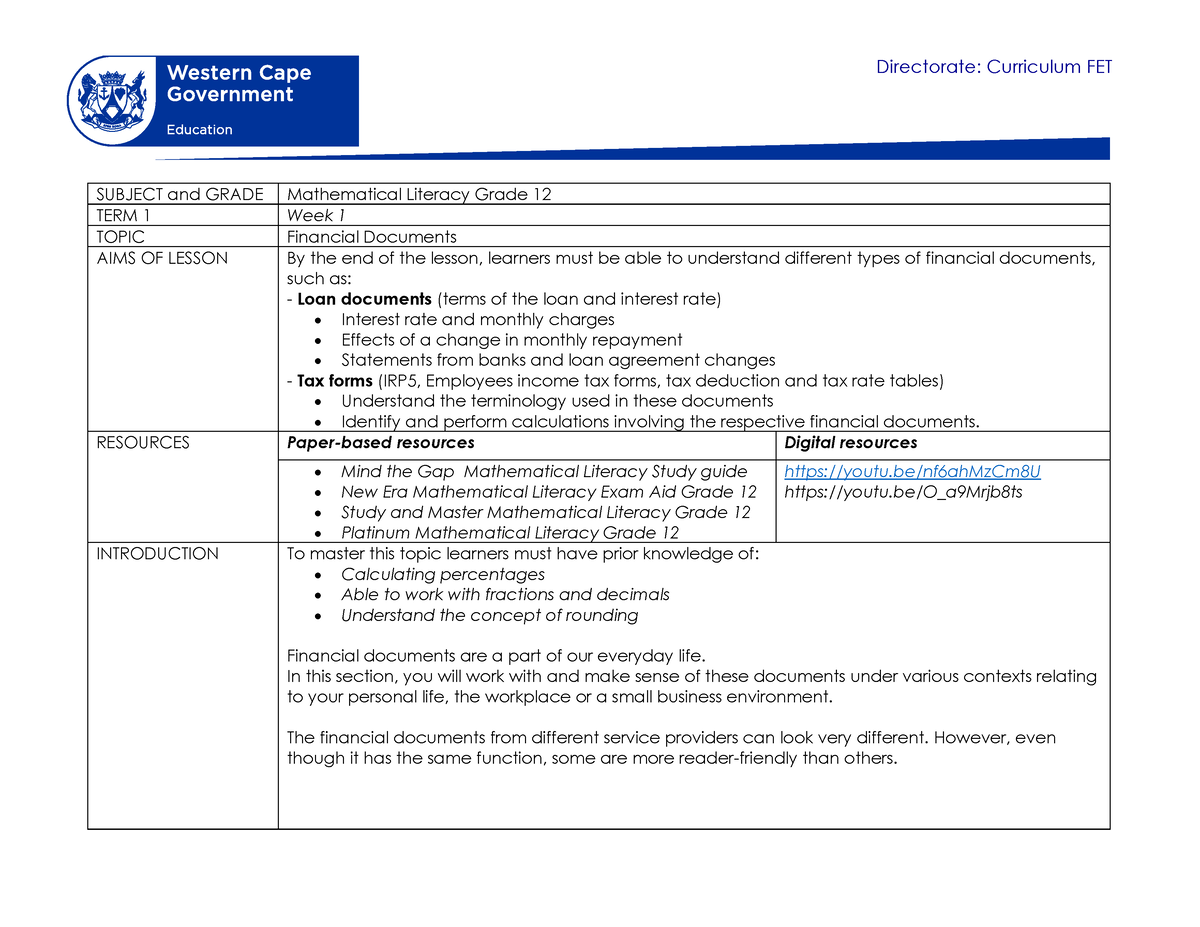 grade 12 mathematical literacy assignment term 1