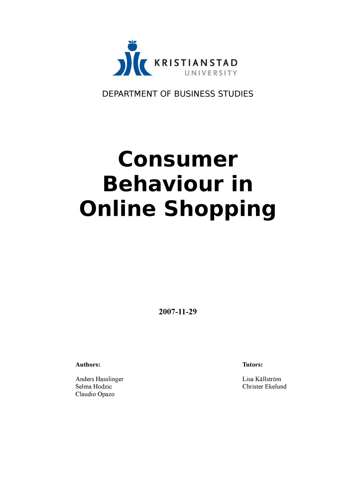 consumer behaviour bachelor thesis