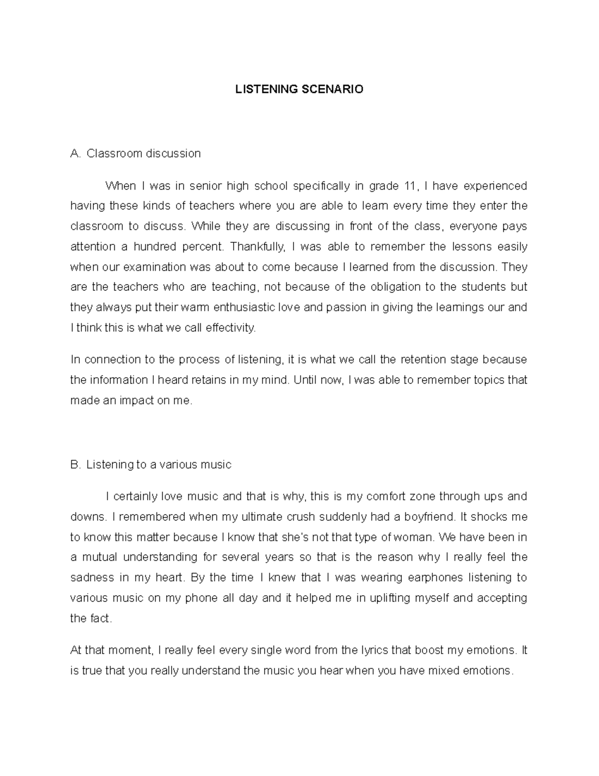 Listening Scenario - 21st Century Literature - Studocu