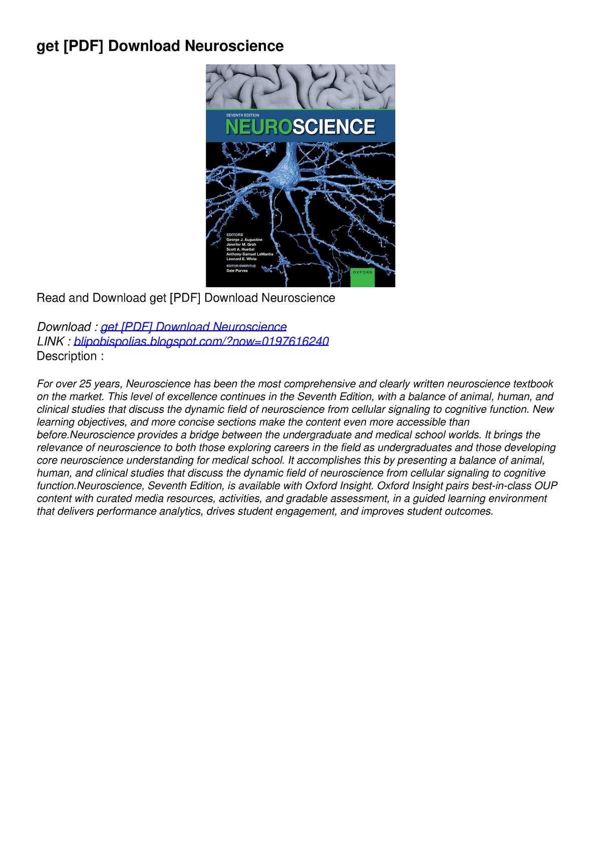 Get [PDF] Download Neuroscience - Blogspot/?now= Description : For Over ...