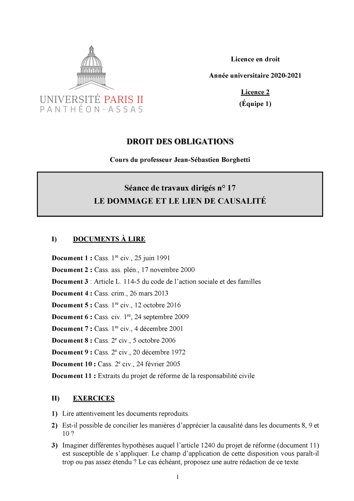 sujet dissertation droit des obligations l2