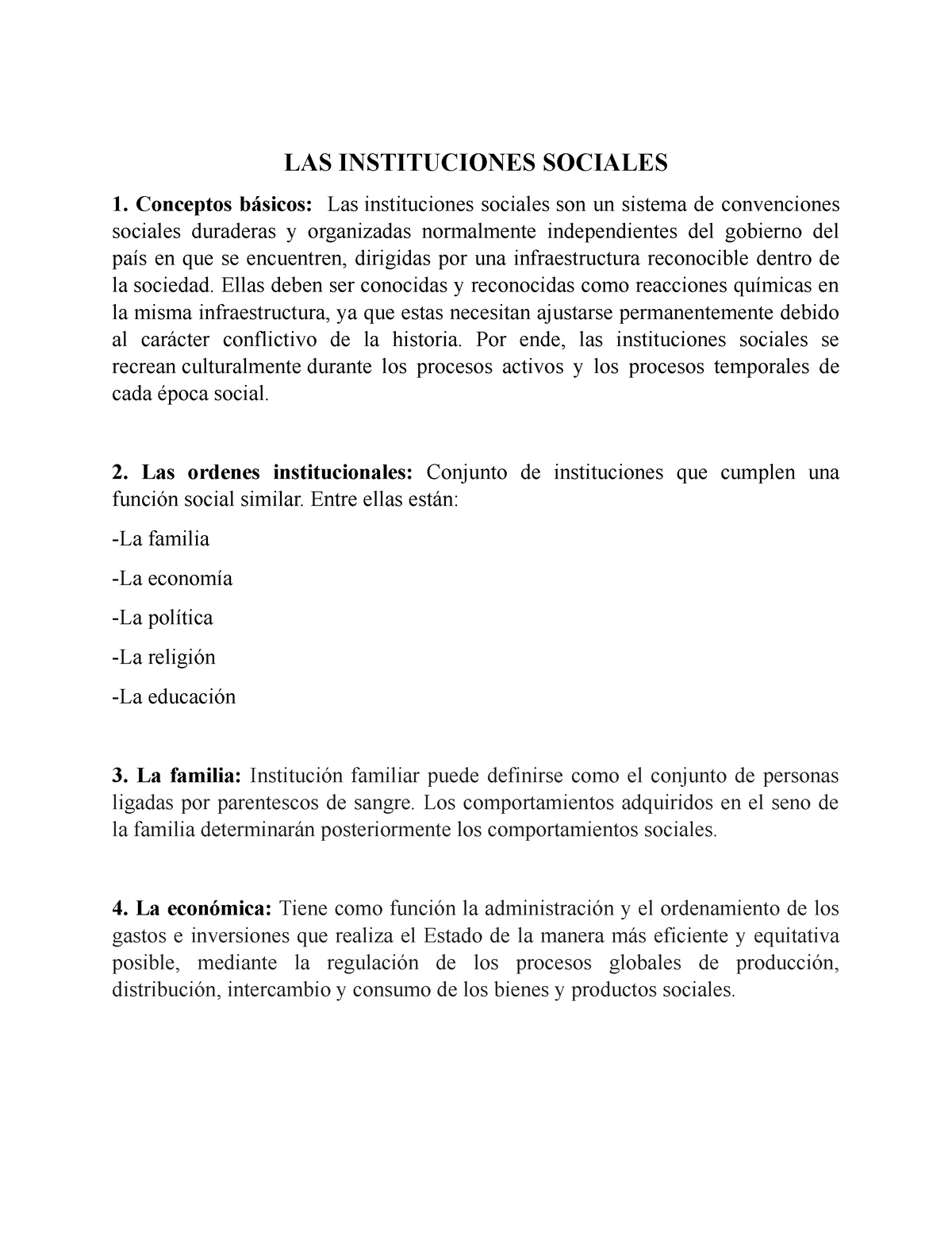 LAS Instituciones Sociales - LAS INSTITUCIONES SOCIALES 1. Conceptos ...