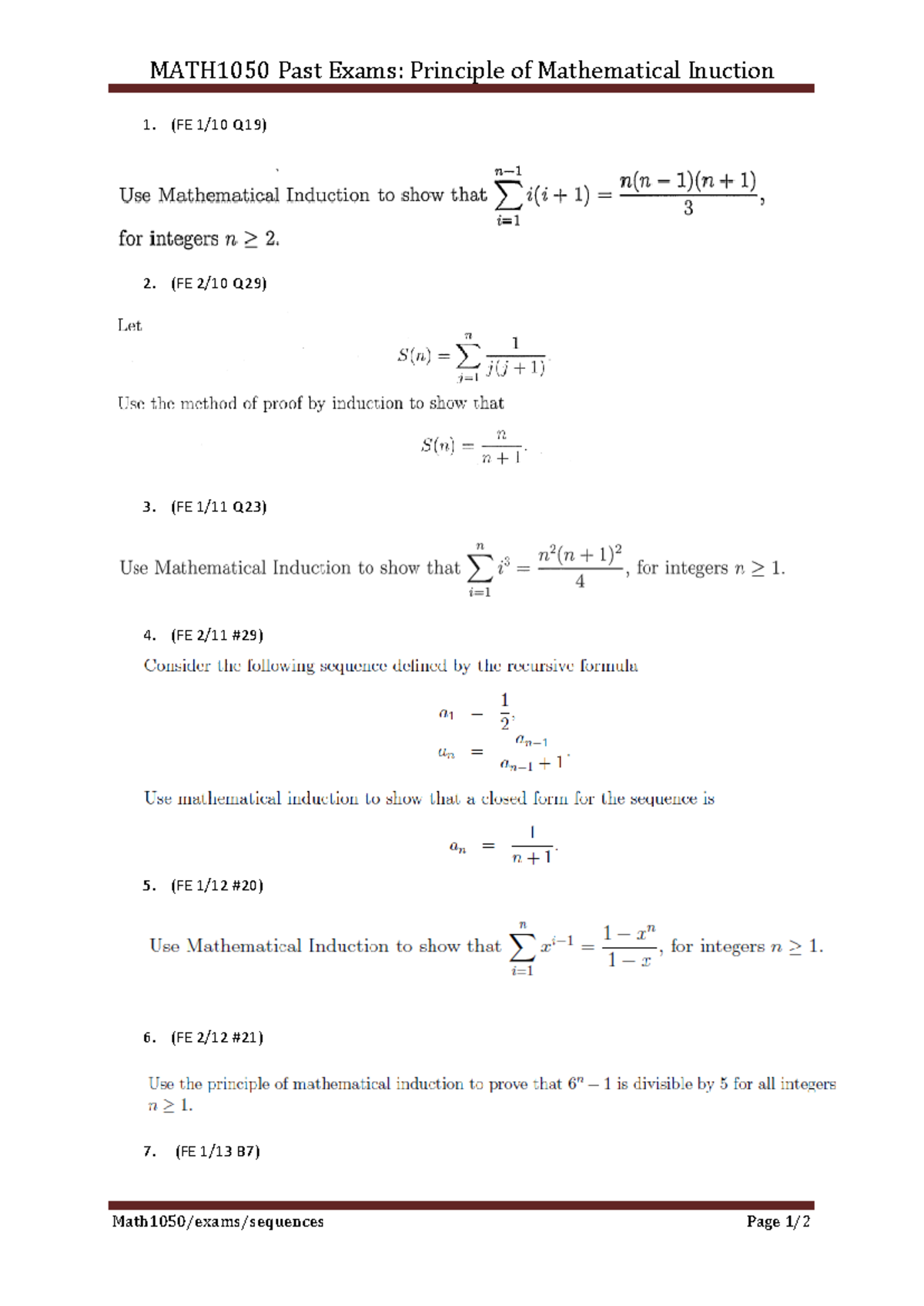 10-PMI - practice question for each topic - MATH1050 - MATH1050 Past ...