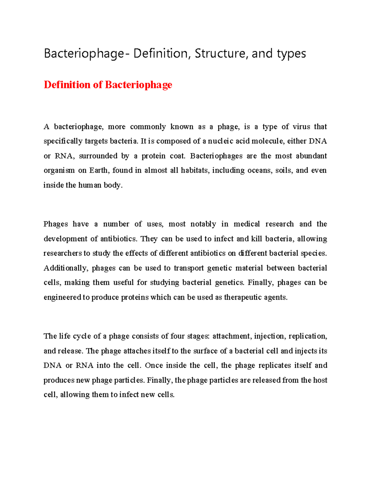 Bacteriophage Definition, Structure, and types Bacteriophage Definition, Structure, and types