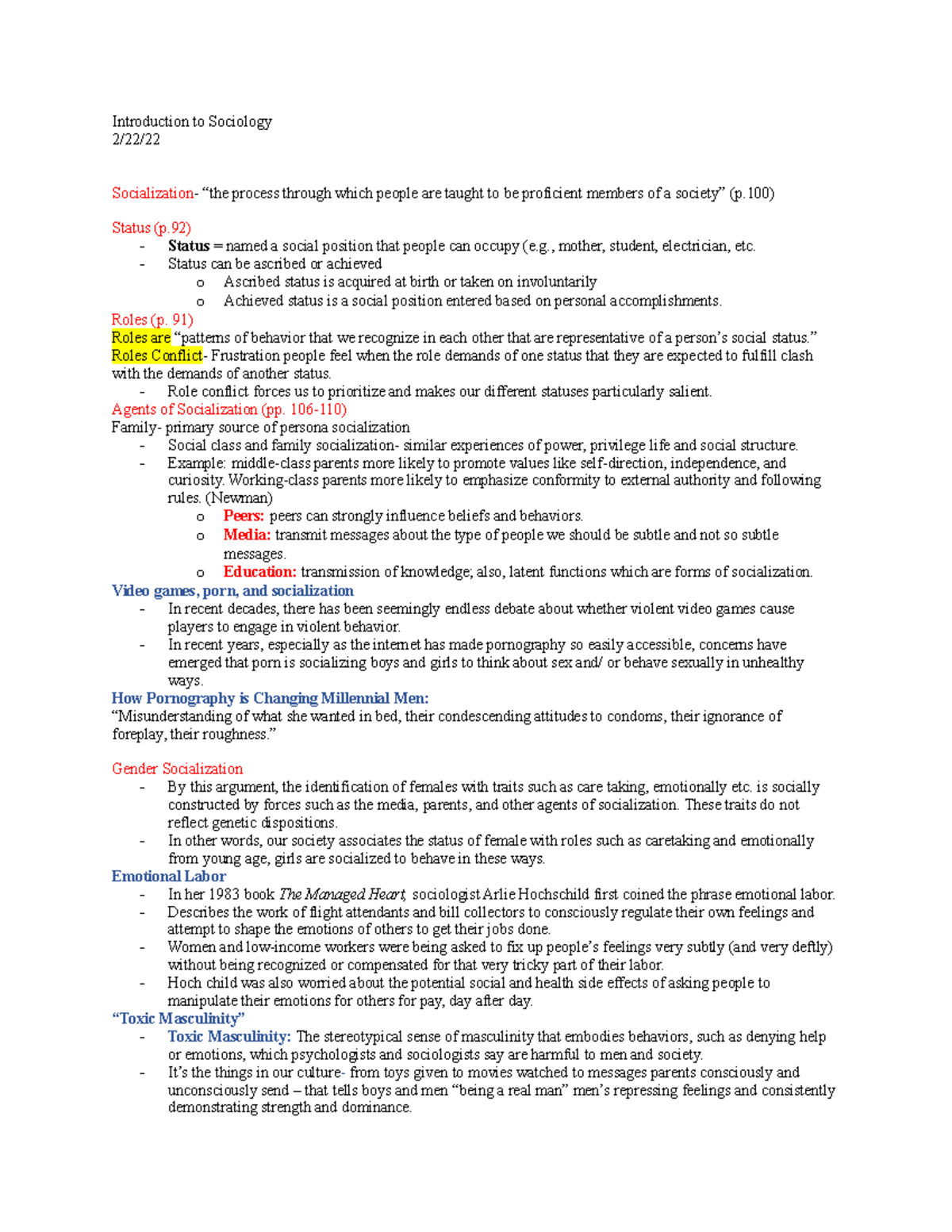 Introduction to Sociology- Week 4 - Introduction to Sociology 2/22 ...