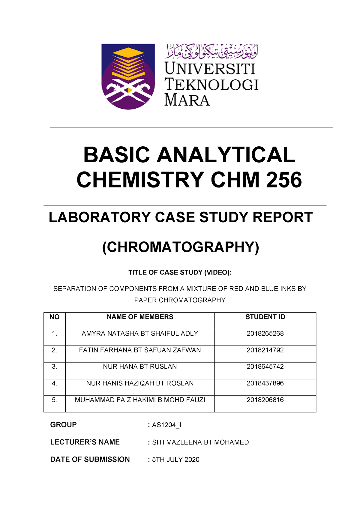 case study in chemistry