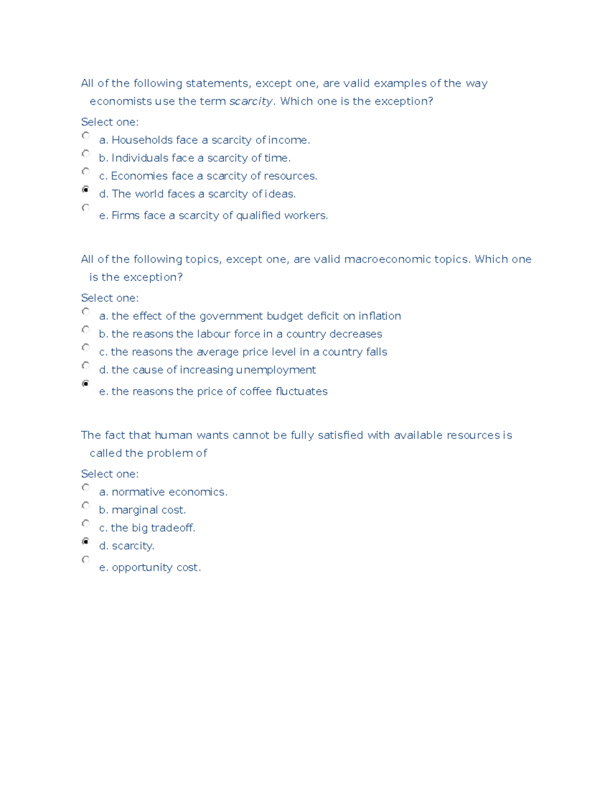 Microeconomics Multiple Choice Questions Answewrs (Practice) - All Of ...