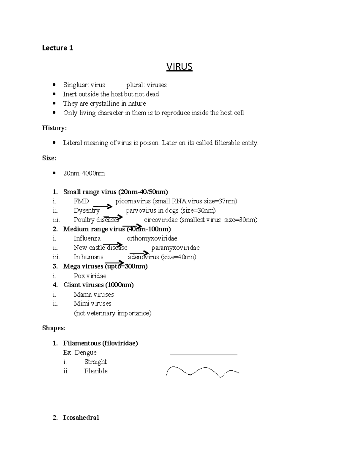 Lec 1 Virus Lecture 1 VIRUS Singluar virus plural viruses Inert