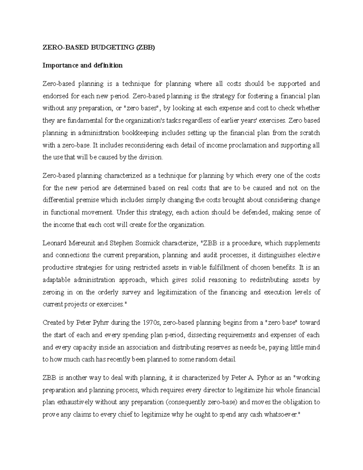 ZERO- Based Budgeting (ZBB) - ZERO-BASED BUDGETING (ZBB) Importance and ...