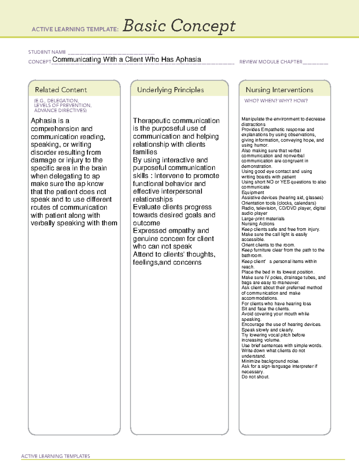 Communicating With a Client Who Has Aphasia - 1110 - ACTIVE LEARNING ...