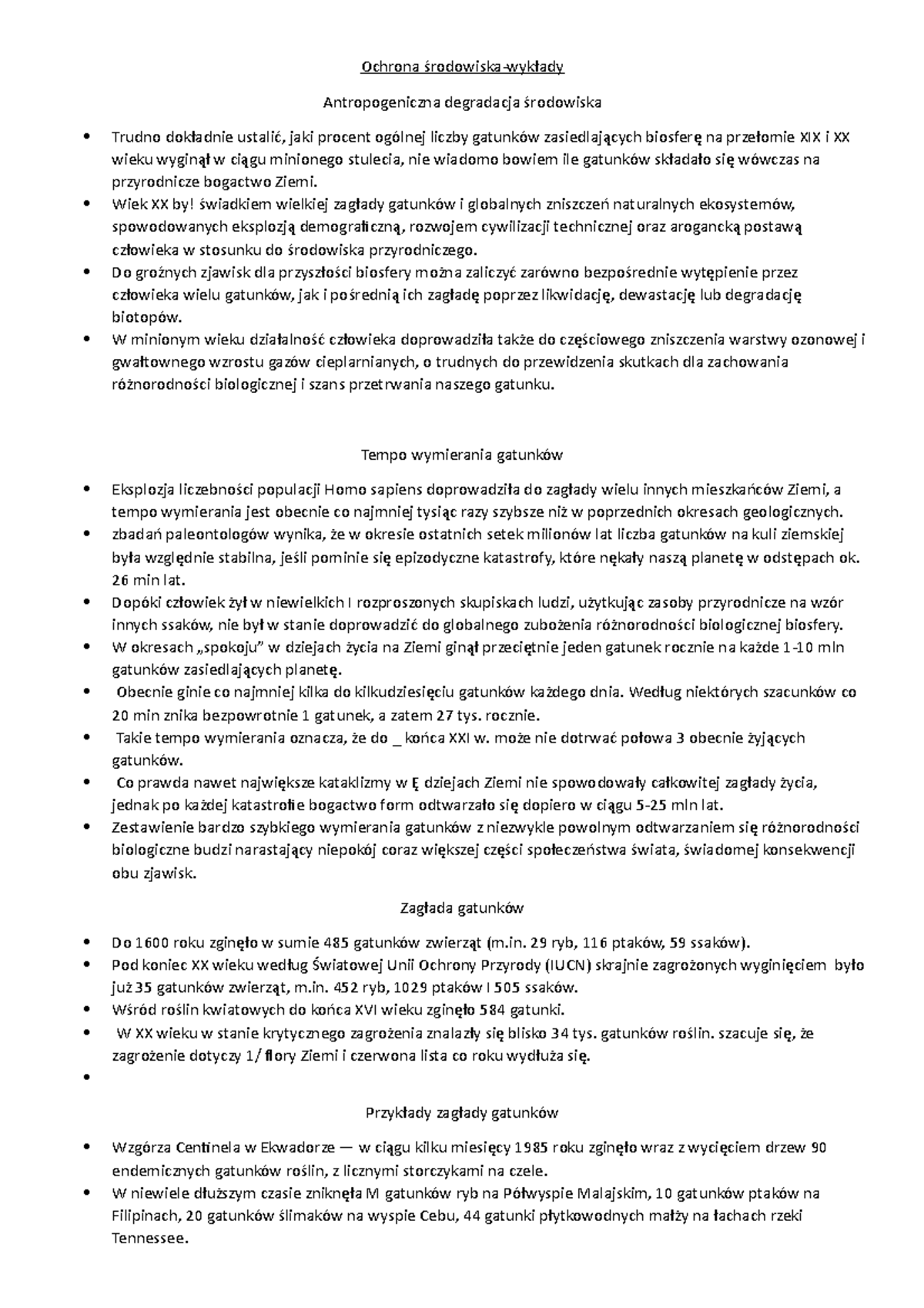 Ochrona przyrody wykłady - Ochrona środowiska-wykłady Antropogeniczna