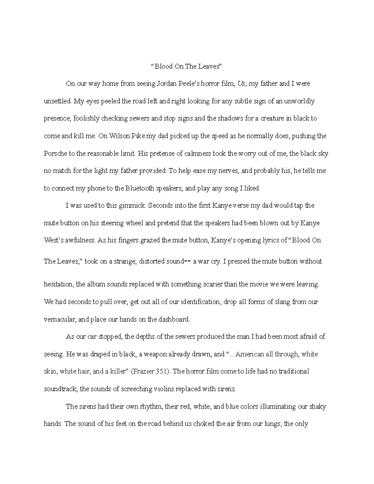 Blood on the leaves Short Essay