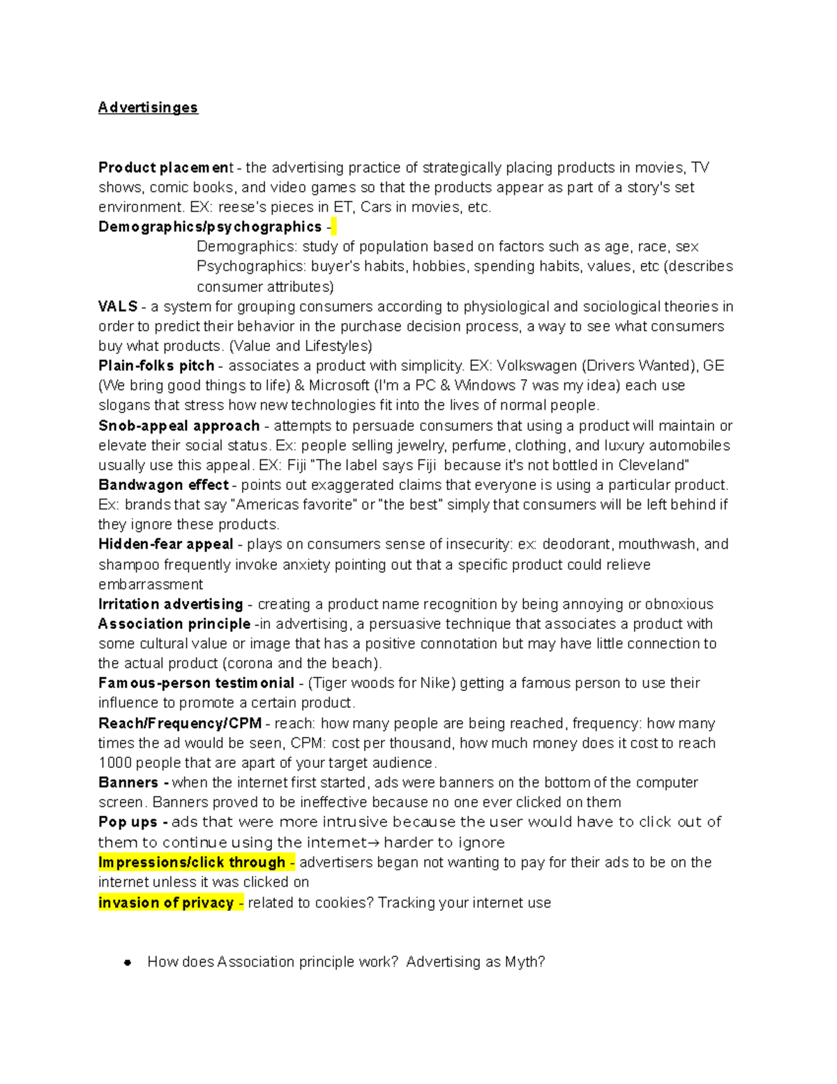 COMM 130 Final Study Guide - Advertisinges Product placement - the ...