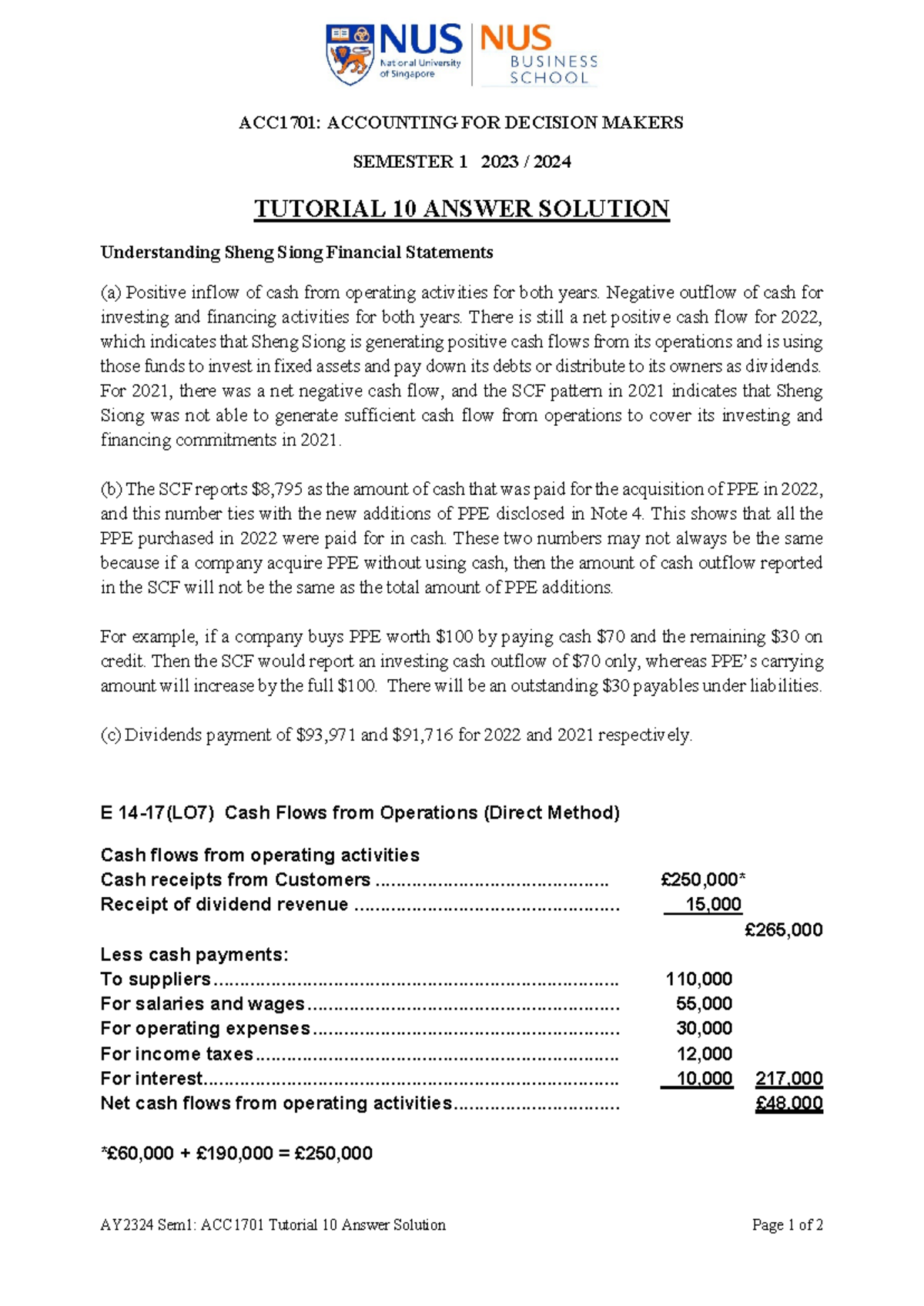 Tutorial 10 Answer Solution - AY2324 Sem1: ACC1701 Tutorial 10 Answer ...