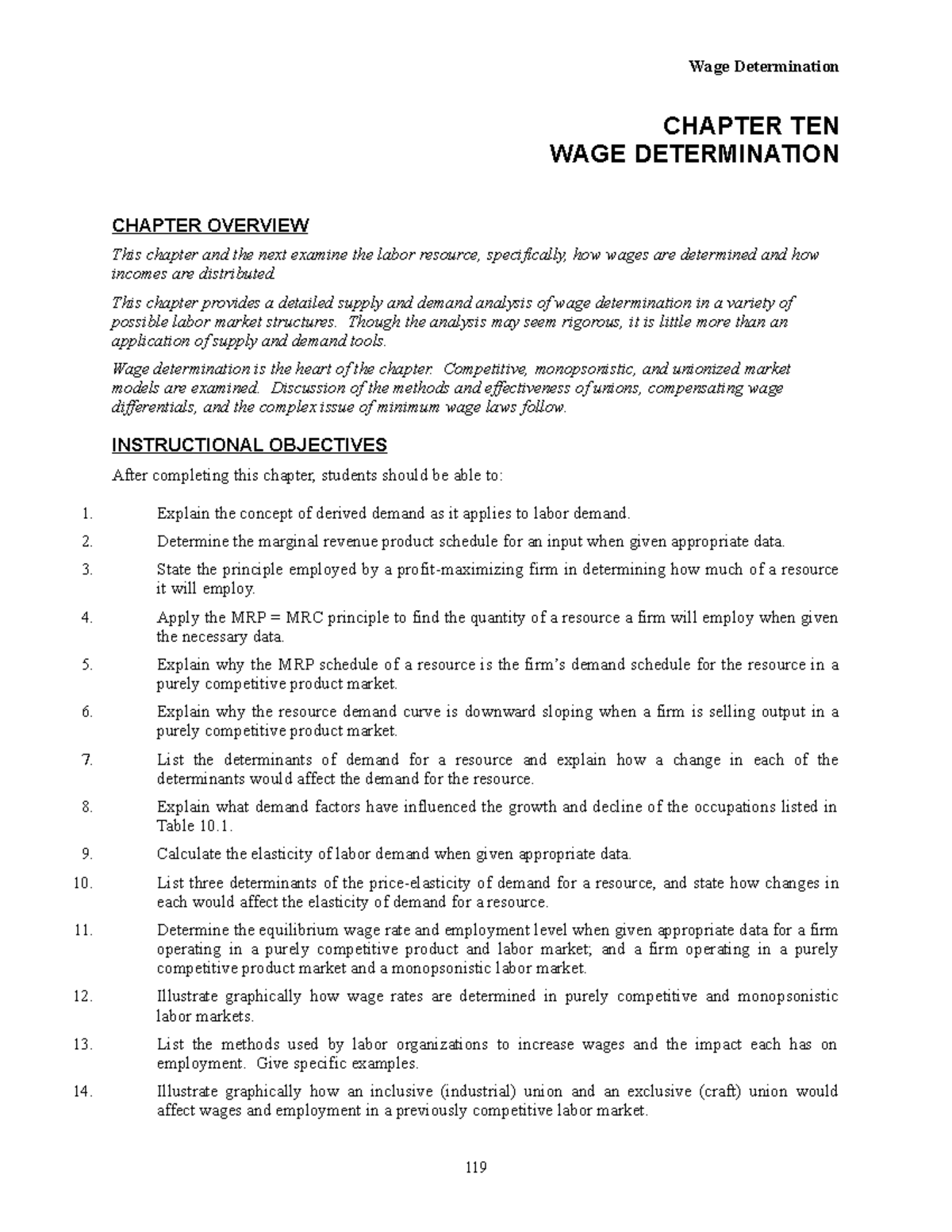 Chap010im - solution! - Wage Determination CHAPTER TEN WAGE ...