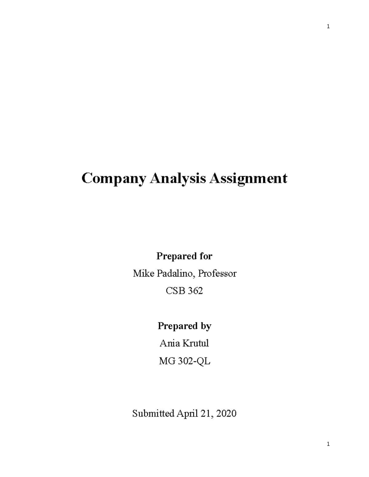 assignment on any company