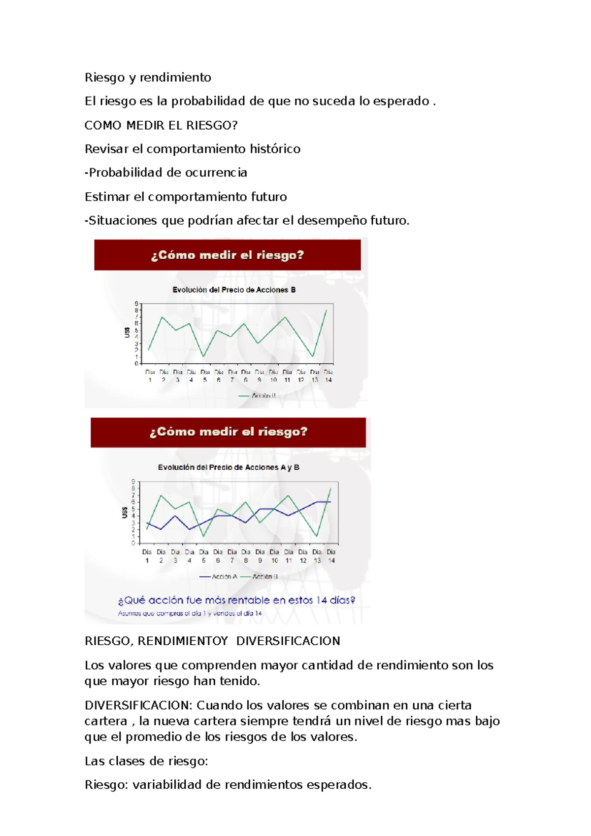 Riesgo y rendimiento - Clase de finanzas resumen - Riesgo y rendimiento ...