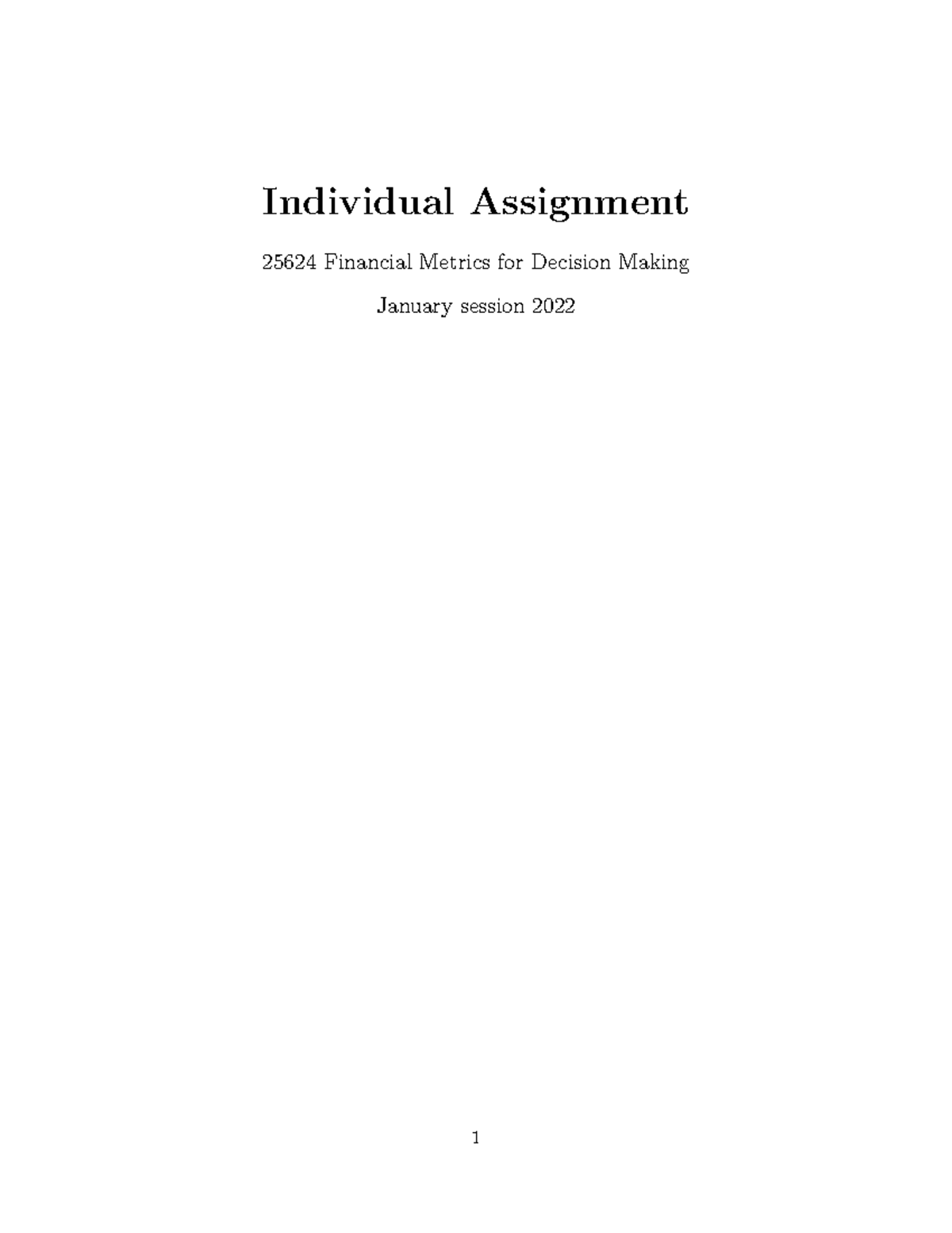 Individual assignment-2 - You must complete this assignment on an ...