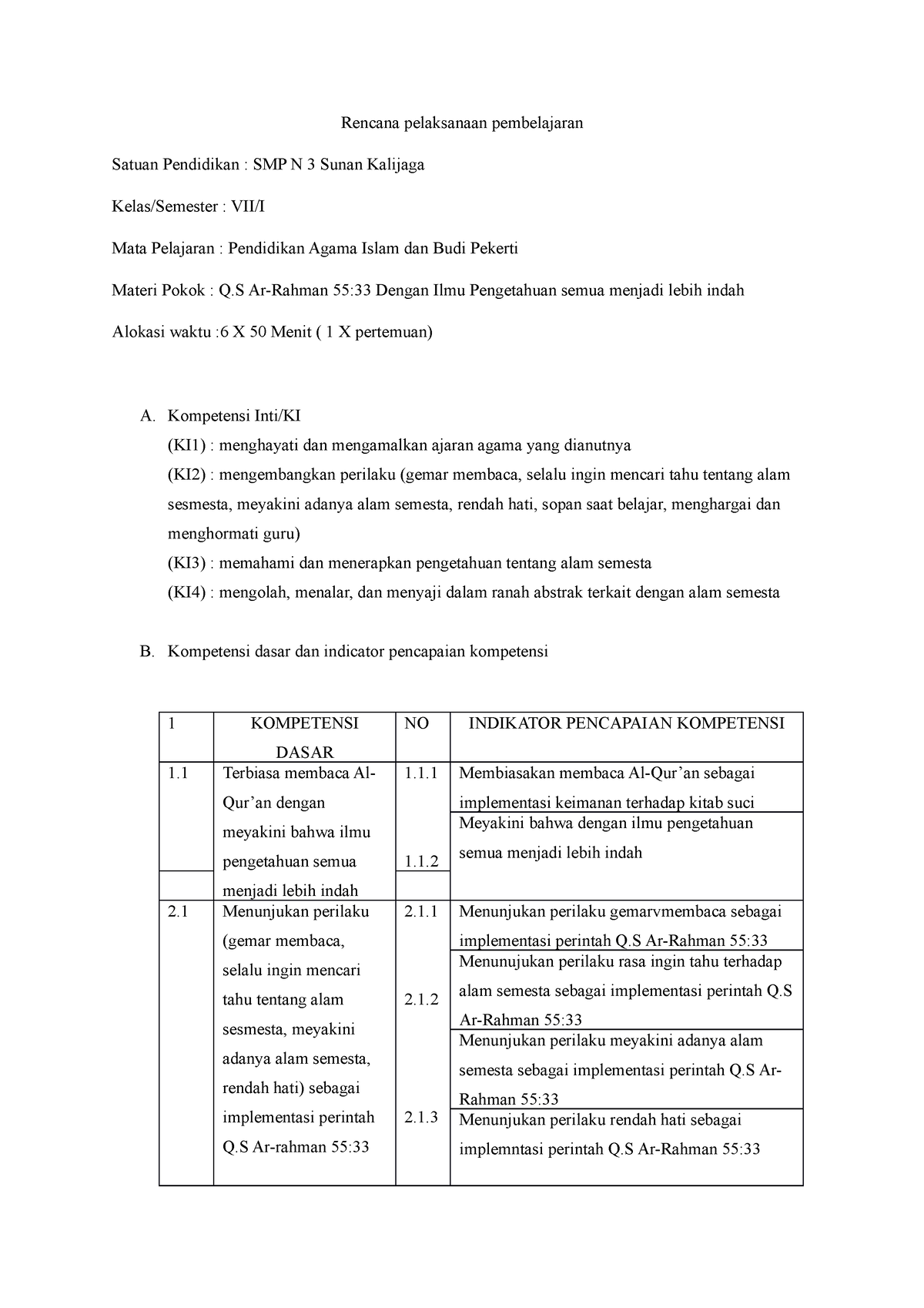 UAS PEMB PAI RPP Nuro Khasna R - Rencana Pelaksanaan Pembelajaran ...