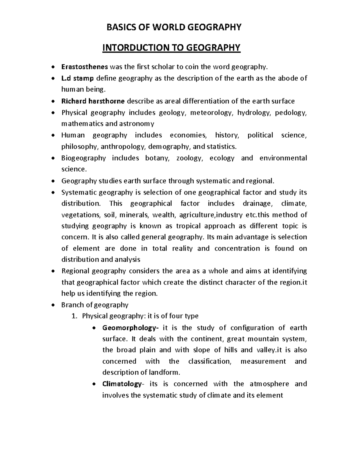 Introduction to world Geography BASICS OF WORLD GEOGRAPHY