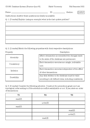 Ai syllabus - Habib University EE 370- Course Document DB Management ...