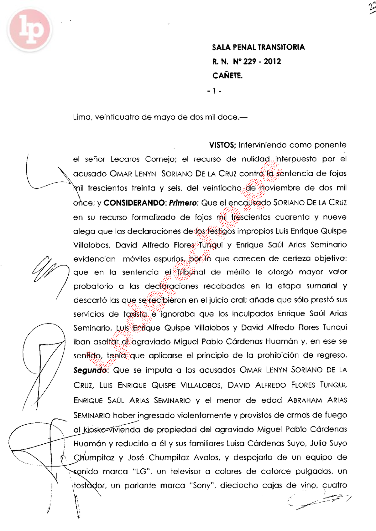 Recurso De Nulidad 229 2012 Cañete LP - Derecho Penal I - Studocu