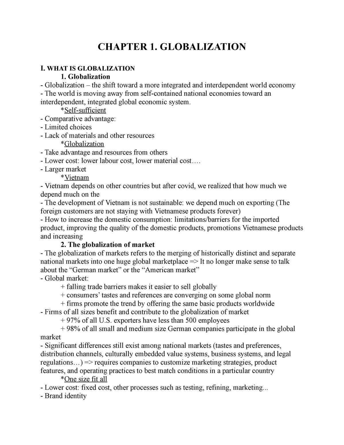 IB - International Business - CHAPTER 1. GLOBALIZATION I. WHAT IS ...