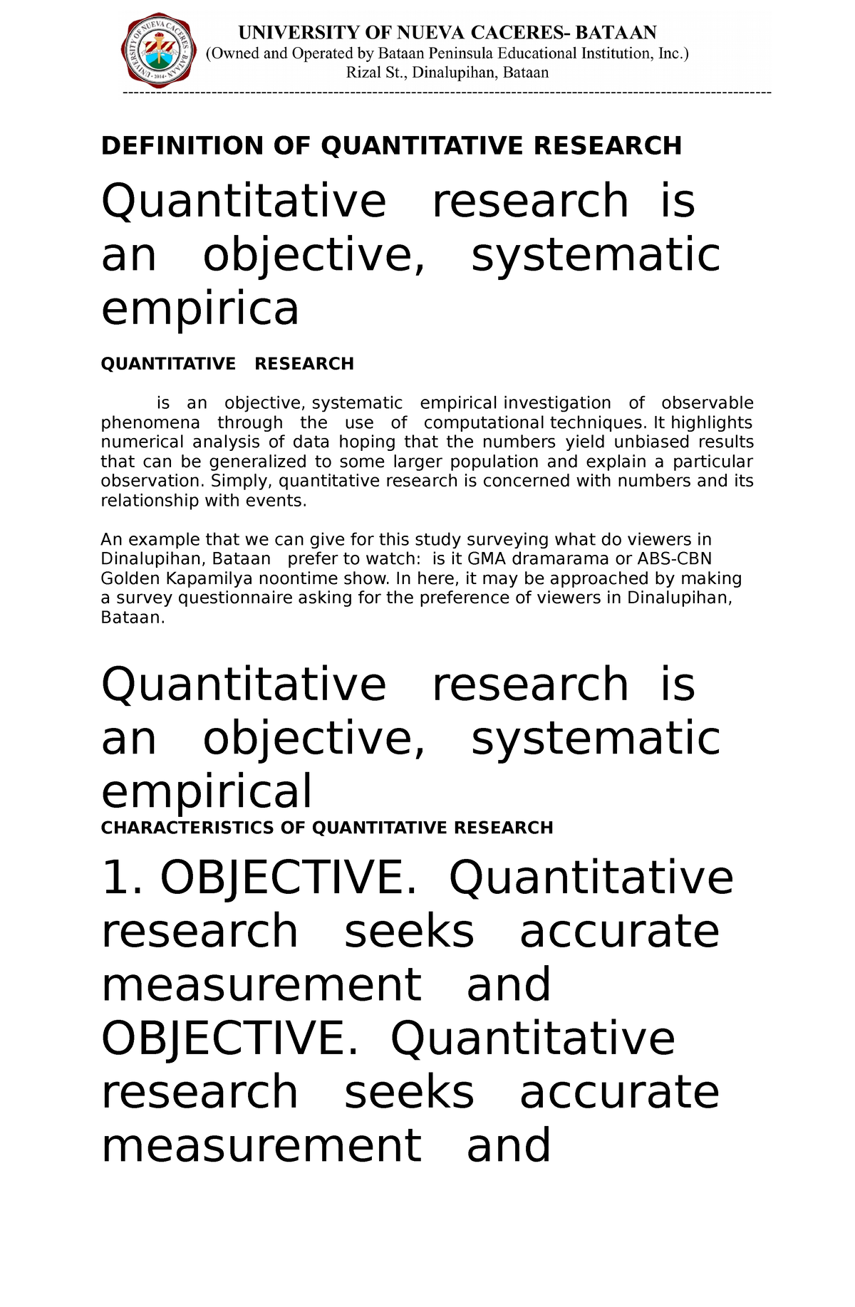 quantitative research quiz with answers