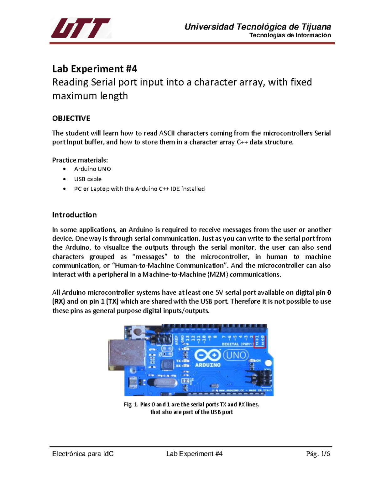 LE4 serial input arduino 2021 - Tecnologías de Información Lab ...