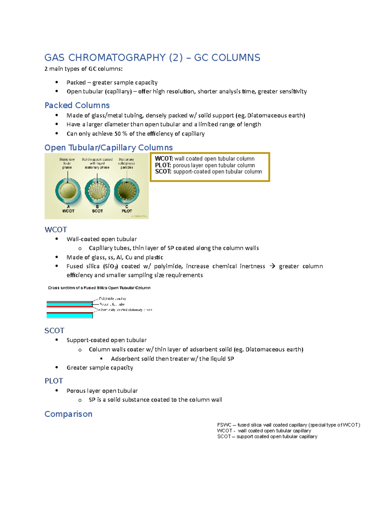 11. GAS Chromatography GAS CHROMATOGRAPHY (2) GC COLUMNS 2 main