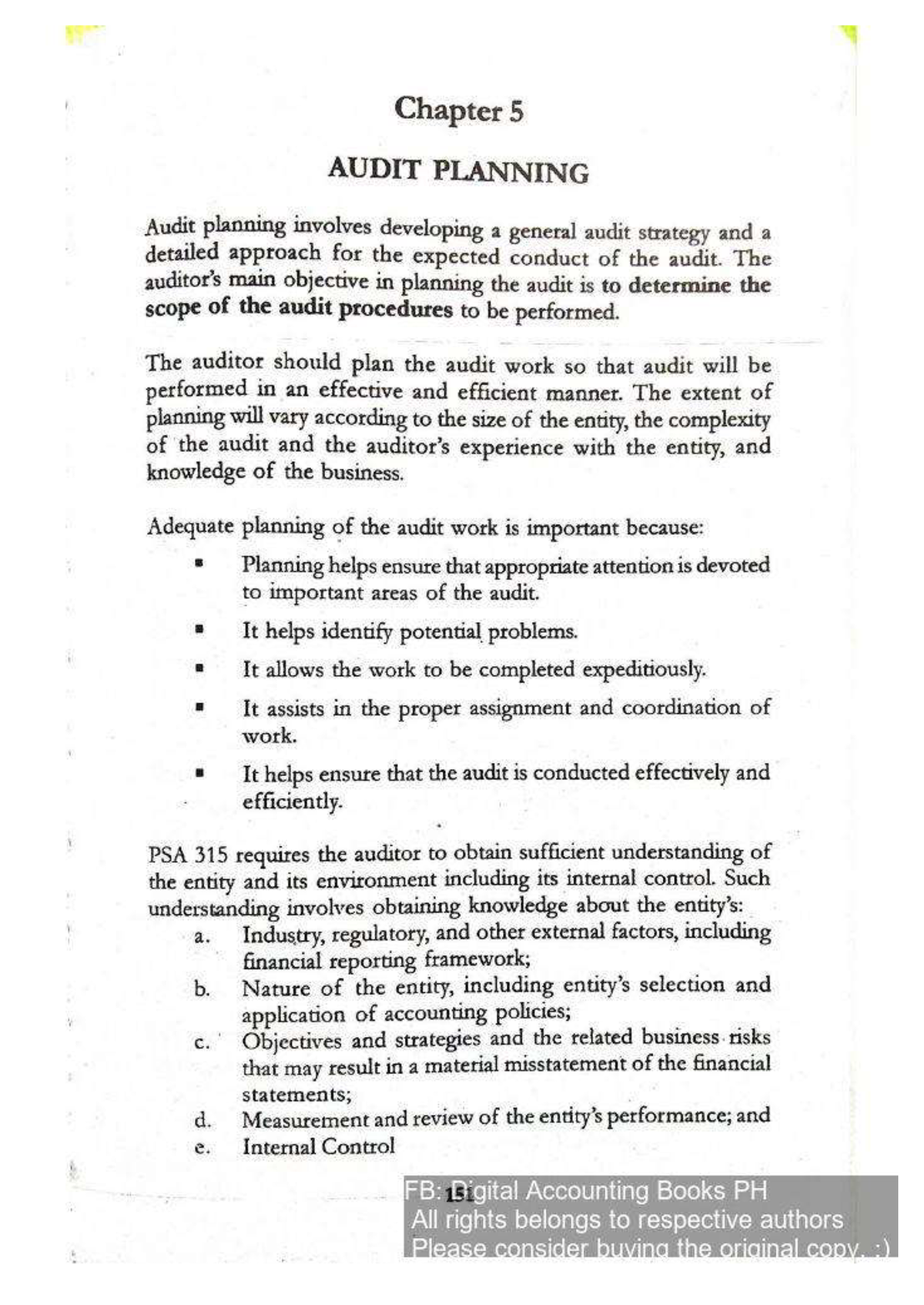 Audit- Theory-BOOK Chapter 5 Multiple Choice Audit Planning - BS In ...