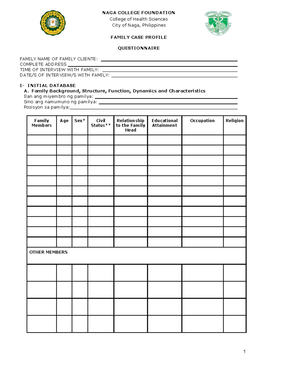 3.-Family-Case-Profile - NAGA COLLEGE FOUNDATION College of Health