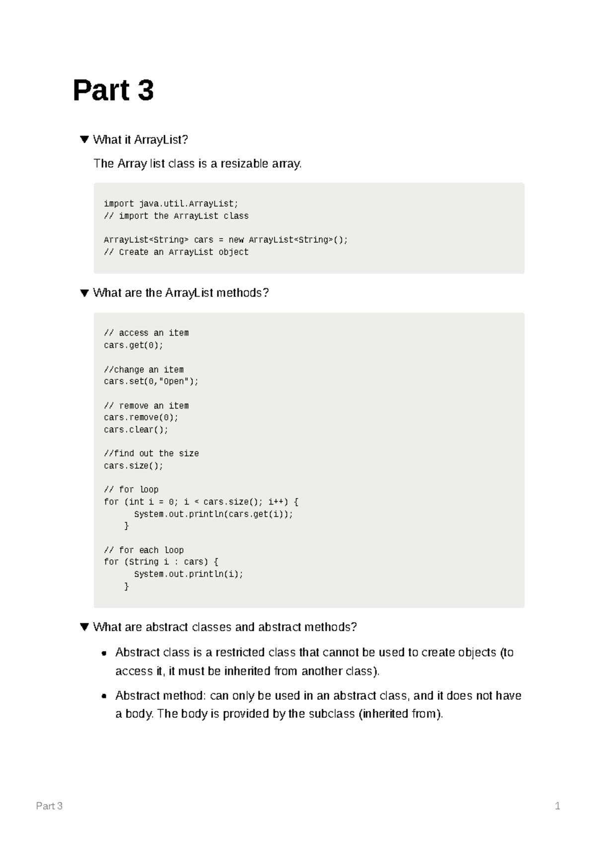 Concept Descriptions - Part 3 What it ArrayList? The Array list class ...
