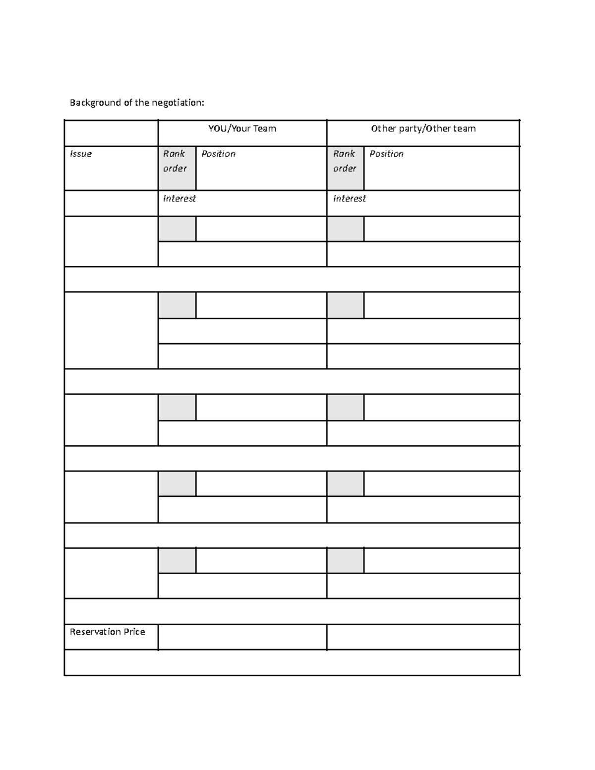 Copy of Negotiation Planning Document Template - Computer science ...