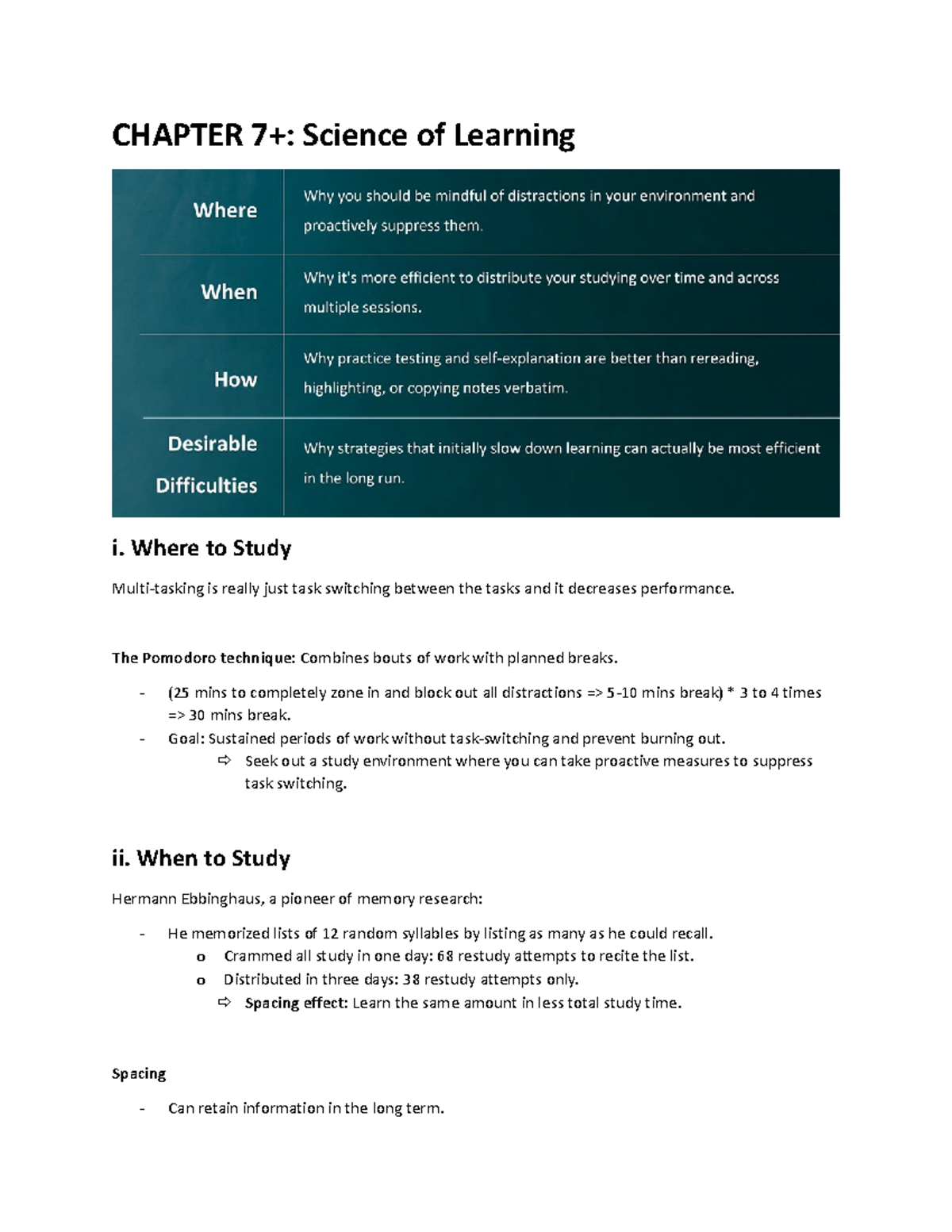 Science Of Learning - Module Notes - Chapter 7+: Science Of Learning I 