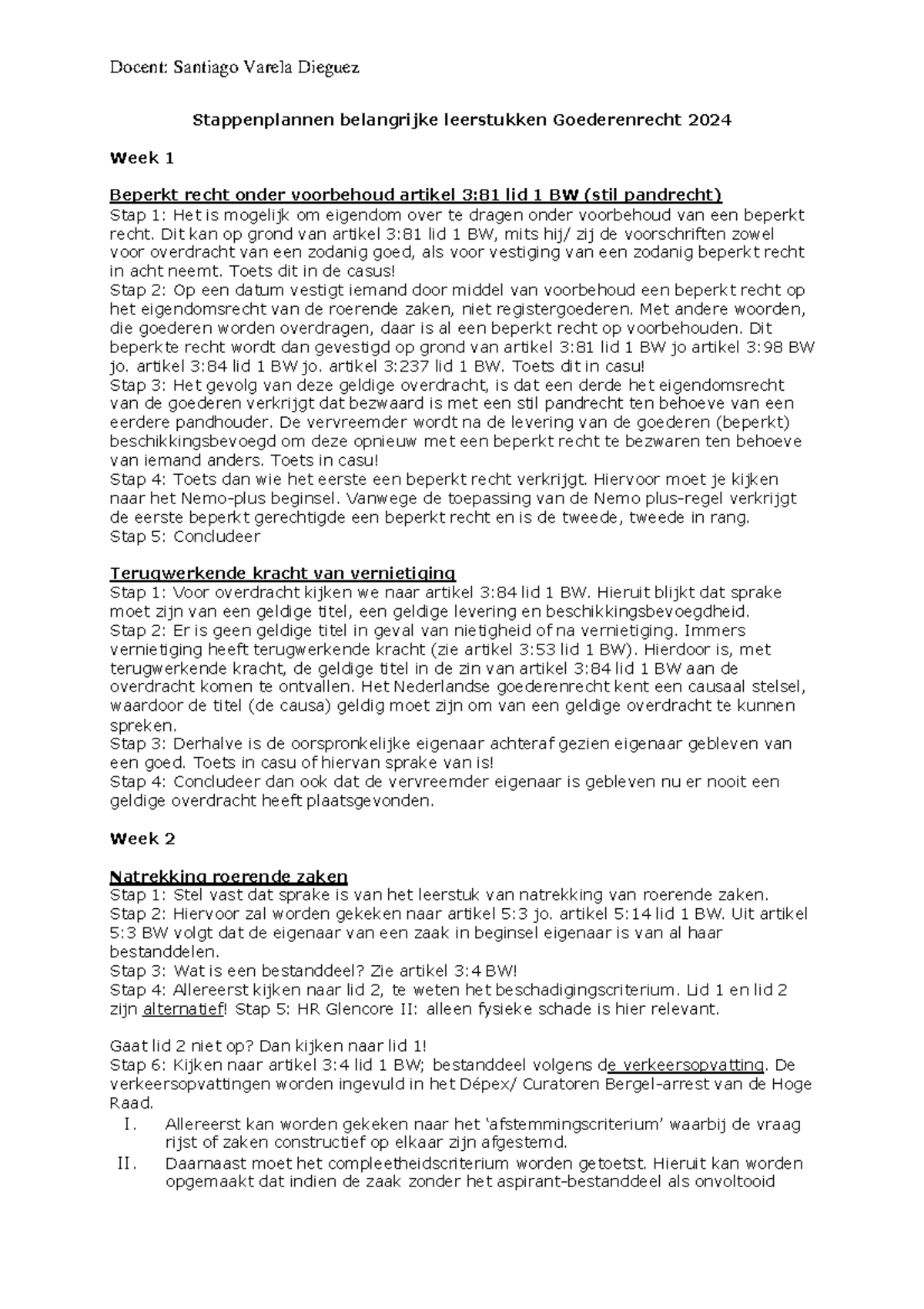 Stappenplan Goederenrecht Universiteit Leiden - Stappenplannen ...