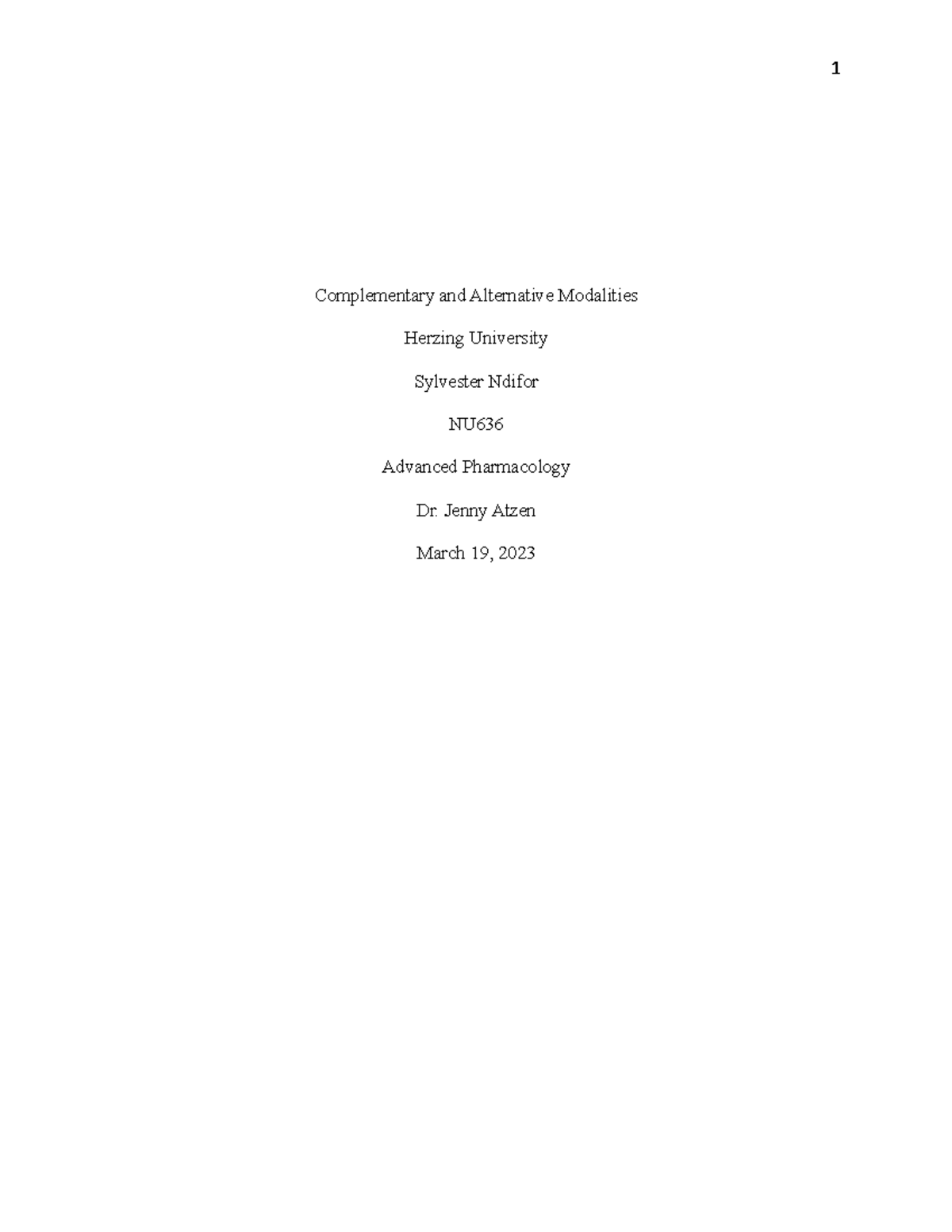CAM Paper-1 - Discussion Board on Complementary Alternative Modalities ...