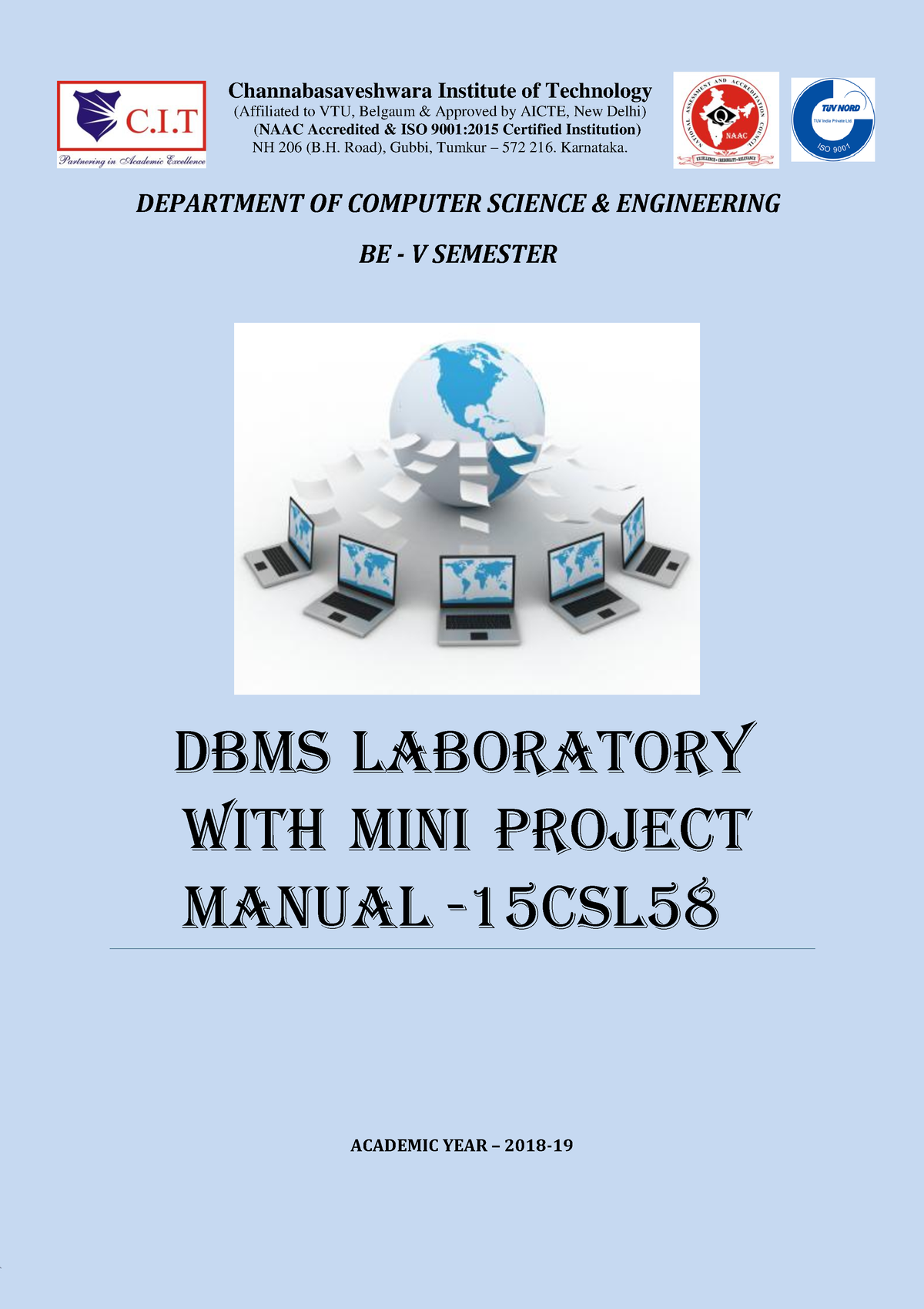 DBMS Laboratory csdms 1819 5th Sem - Channabasaveshwara Institute of ...