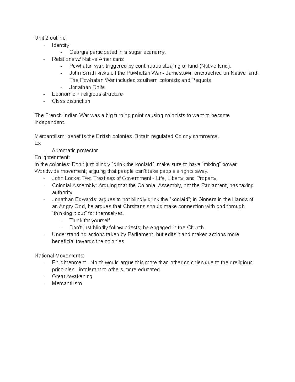 For APUSH Unit 2 Unit 2 outline Identity participated in a sugar economy