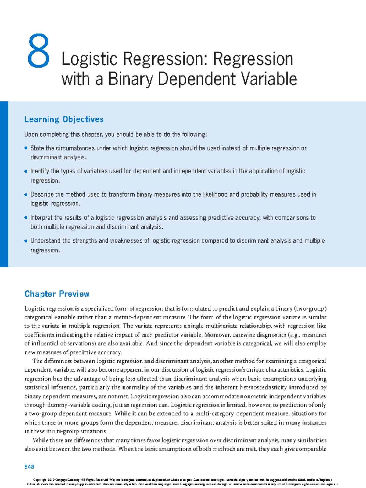 Multivariate Data Analysis- Logistics Regression - 548 chapter Preview ...