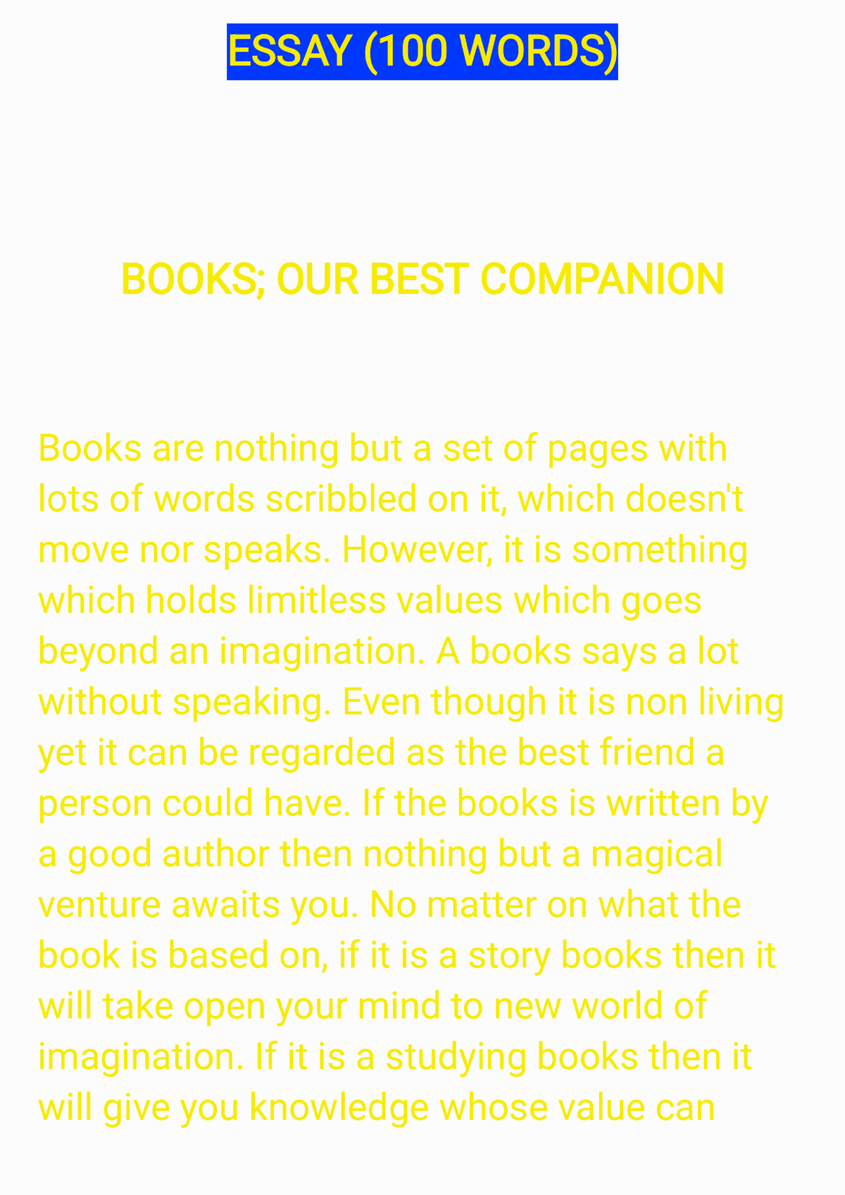 essay on books our best companion