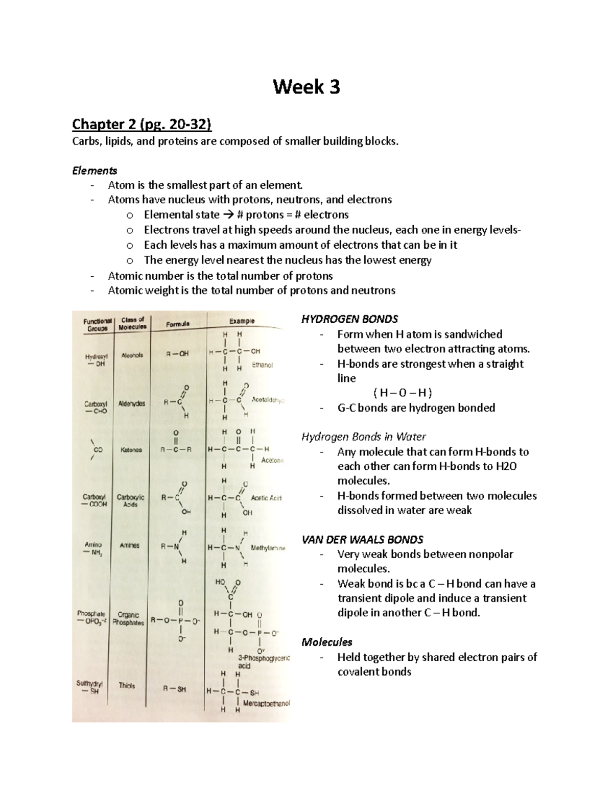 Week 3 - Foods TEXT - Class Notes/Book notes - Week 2 (pg. lipids, and ...