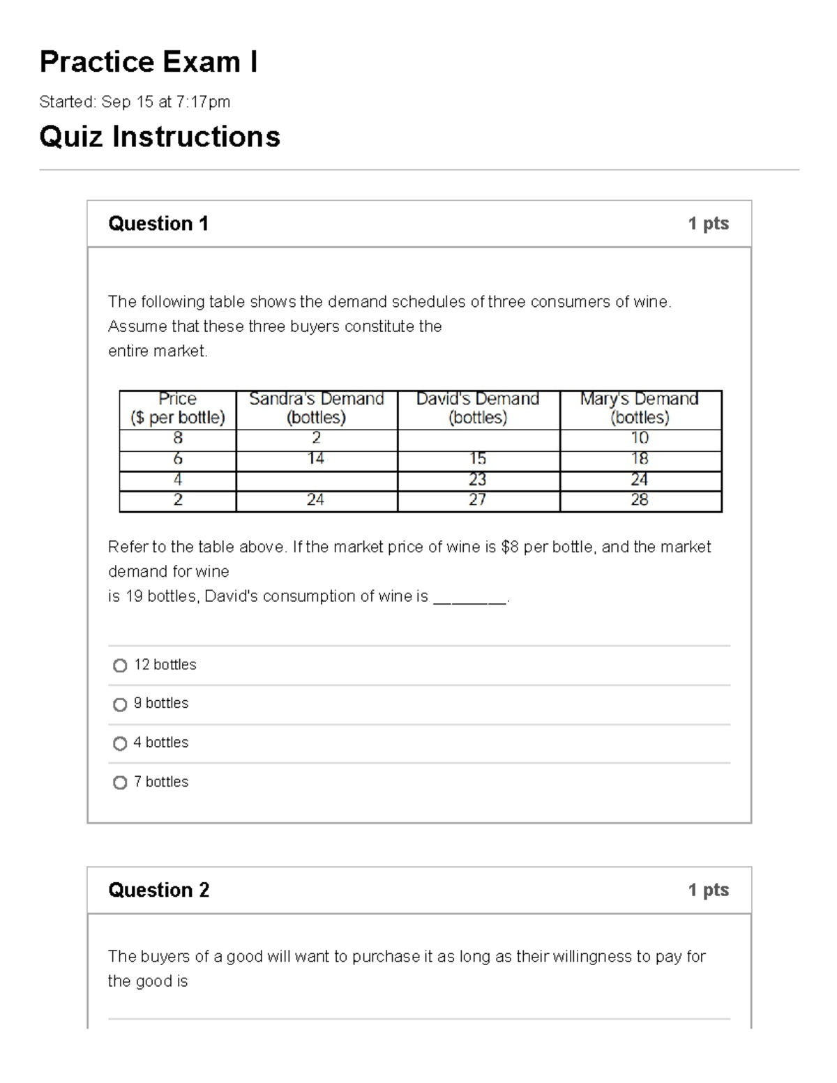 Midterm 1 Practice - Practice Exam I Started: Sep 15 At 7:17pm Quiz ...