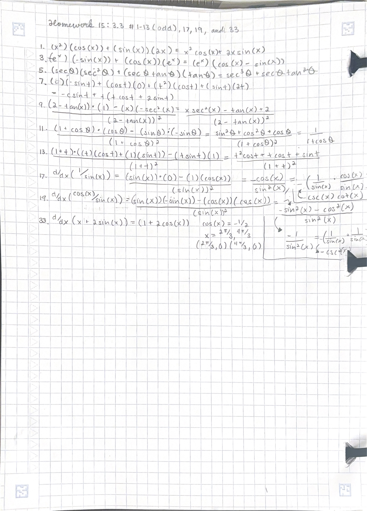 Homework #15 - Section #3.3 1-13 (odd), 17, 19, 33 - Homework 15: 3 # 1 ...