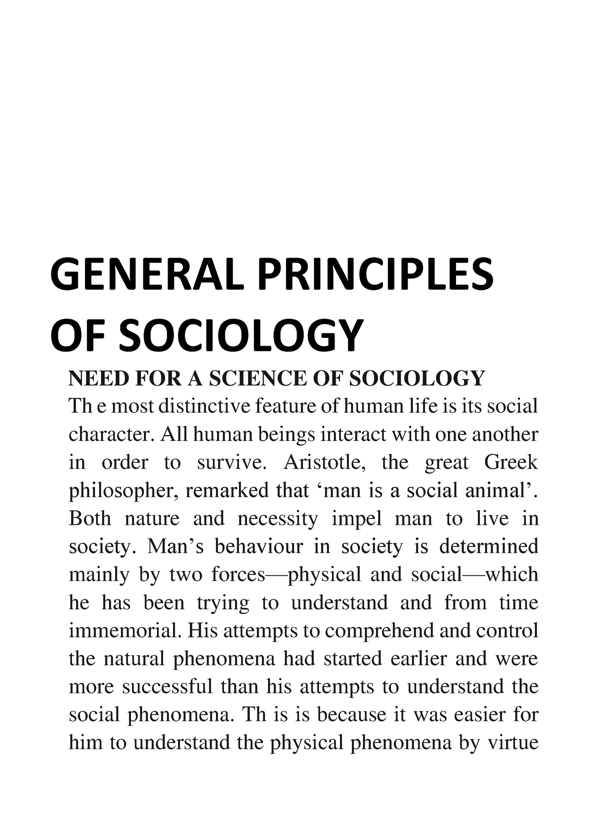 General Principles Of Sociology General Principles Of Sociology Need For A Science Of 