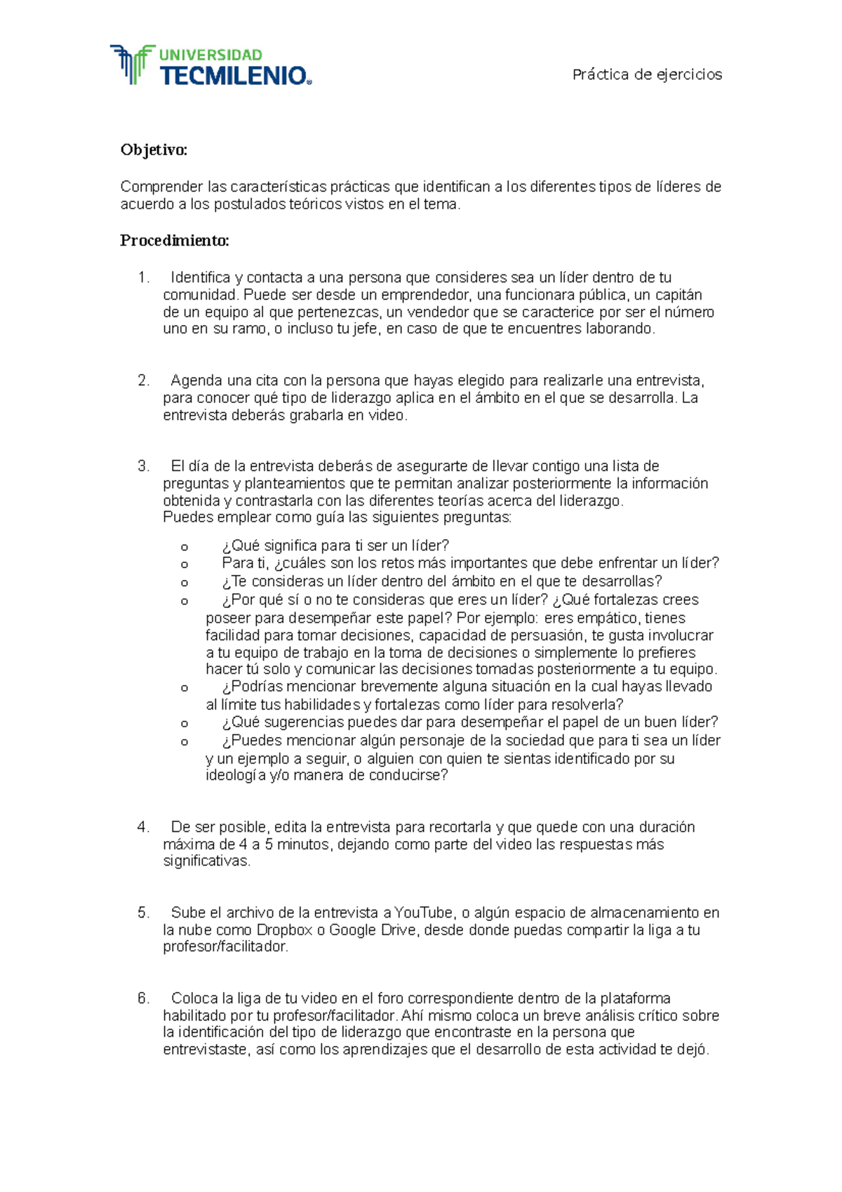 Act 2 el lider desde adentro - Práctica de ejercicios Objetivo ...