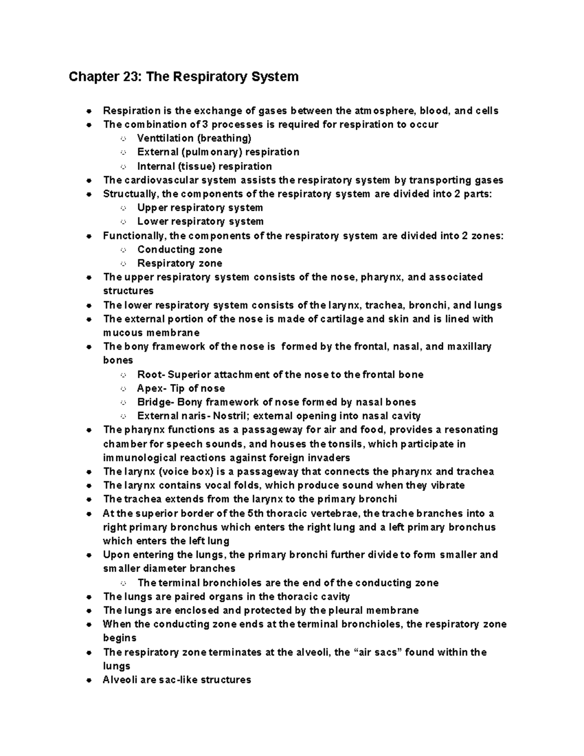 Anatomy And Physiology Chapter 23 - Chapter 23: The Respiratory System ...