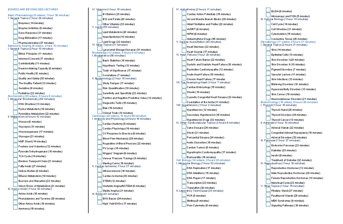 Bn B Syllabus 2020 - Stuff - BOARDS AND BEYOND 2020 LECTURES Basic ...