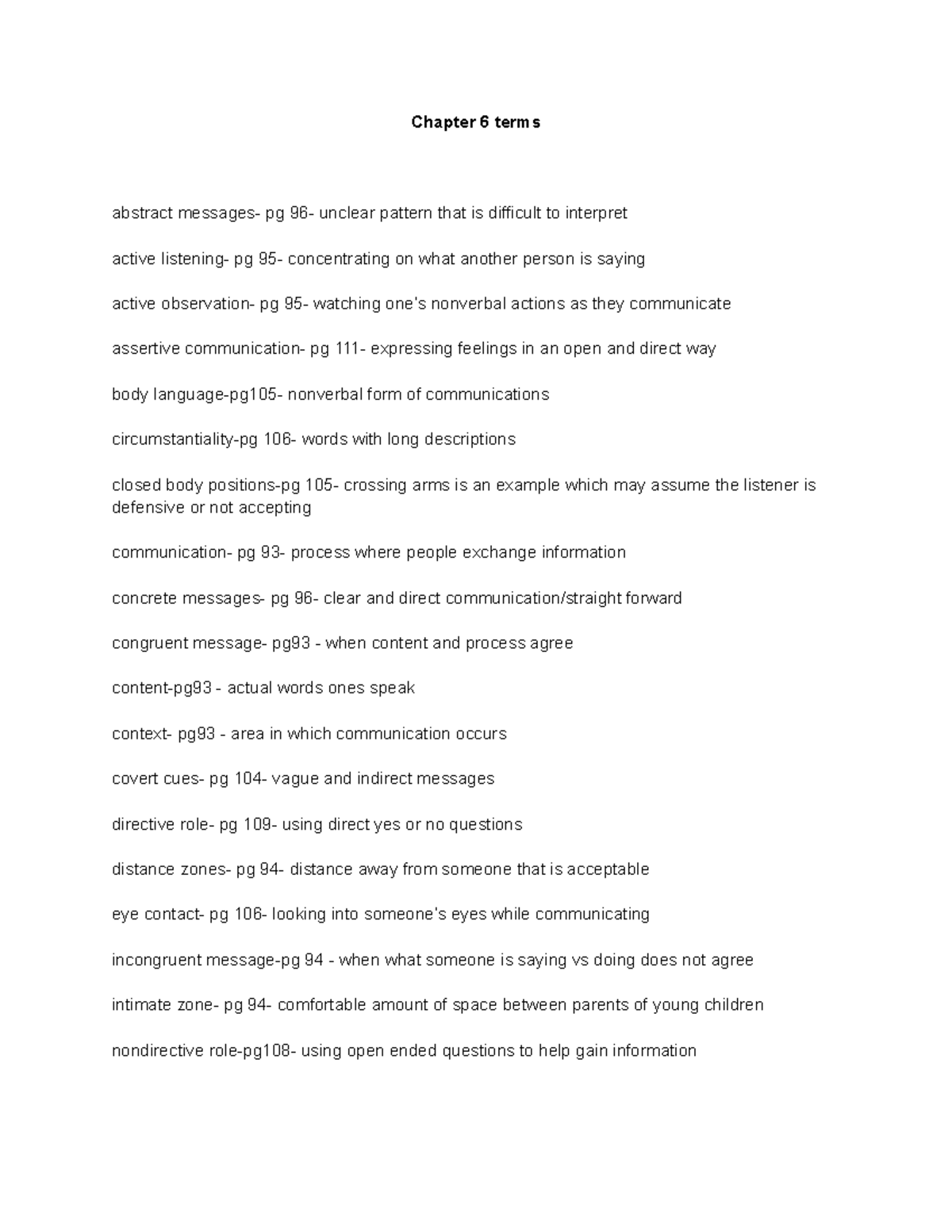 CH 6,7,8 terms psych - Chapter 6 terms abstract messages- pg 96 ...
